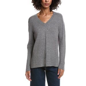 Forte Cashmere Womens  Easy Wool & Cashmere-Blend Sweater, Gray